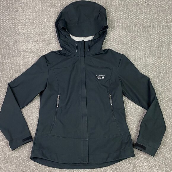 Mountain Hardwear Jacket Women's Large Black Hooded Fleece Lined - Picture 1 of 15